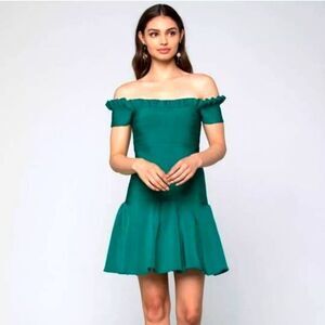 Bebe Ophelia Bandage Dress Off‎ Shoulder in Teal Green Women's Small